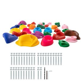 32 Rock Climbing Holds, Multi-Size and Multi-Colored Climbing Rocks for Kids and Adults, Rock Wall Holds with Mounting Hardware