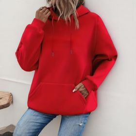 Women's Loose And Fashionable Casual Hoodie (Option: Red-2XL)