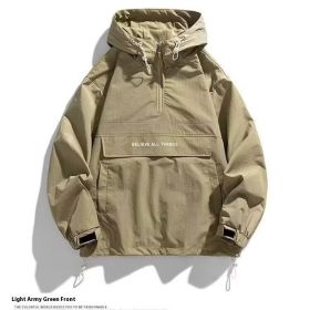 Half Zipper Pullover Men's Spring And Autumn New Hooded Fir Sweater (Option: Green-3XL)