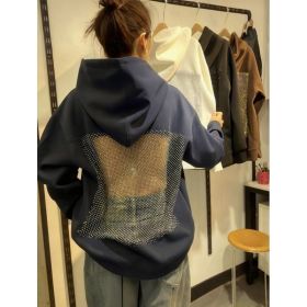 Women's Hooded Sportswear Casual Long Sleeved Shirt (Option: Dark Blue-S)