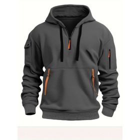 Dropped Shoulder Hooded Sweatshirt Men's Women's Plus Size Loose Pullover Fashion Sweatshirt (Option: Dark Gray-3XL-1pcs)