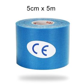 Kinesiology Tape Athletic Recovery Elastic Tape Kneepad Muscle Pain Relief Knee Pads Support For Gym Fitness Bandage (Color: 5cmX500cm Blue)