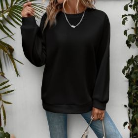 Women's Loose Sports Round Neck Sweatshirt (Option: Black-4XL)
