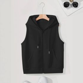 Women's Sleeveless Slim-fit Cardigan Zip Sweater (Option: Black-4XL)